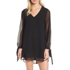 Halogen Tie Sleeve Sheer Dress Long Sleeve Small
